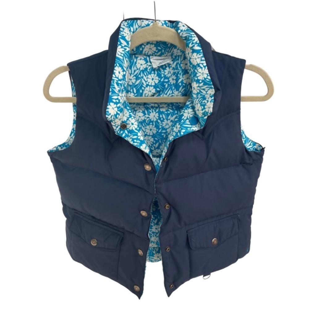 American Eagle Down Filled Reversible Pockets Snap Up Puffer Vest Winter Autumn